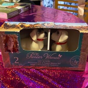 The Pioneer Woman Lucy & Duke Dog Salt & Pepper Shaker Set - White and Red